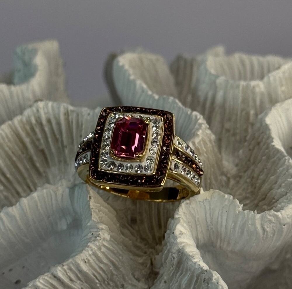 Seta 925 Sterling Silver Gold Plated Spinel Ring Size 10